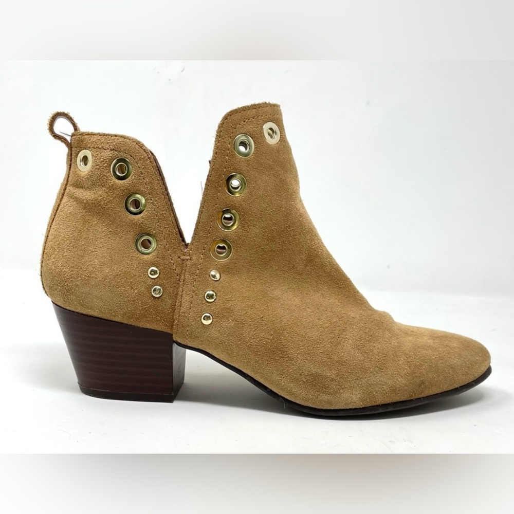 Sam Edelman Rubin Camel Tan Grommet Western Ankle Boots Booties Cowgirl 7.5